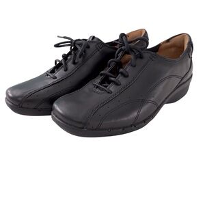 Clark’s Shoes UNstructured Slip Resistant Black Leather Size 7 Bicycle T…